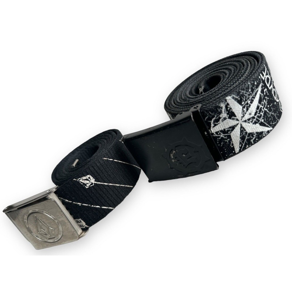 y2k Skater Belts Volcom Empyre Black Web Belts Snowboard Pants Belt Skull Grunge